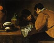 迭戈 罗德里格斯 德 席尔瓦 委拉斯贵支 : Two Young Men Eating At A Humble Table